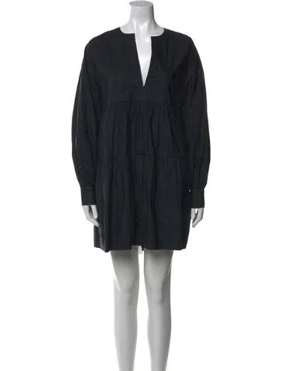 Pre-owned Anine Bing V-neck Mini Dress In Black