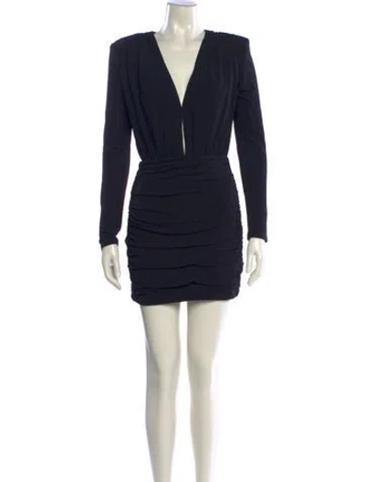 Pre-owned Anine Bing V-neck Mini Dress In Black