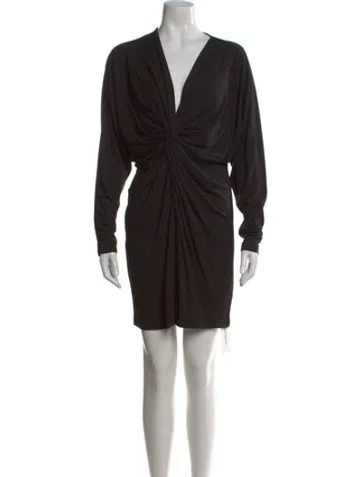 Pre-owned Anine Bing V-neck Mini Dress In Black