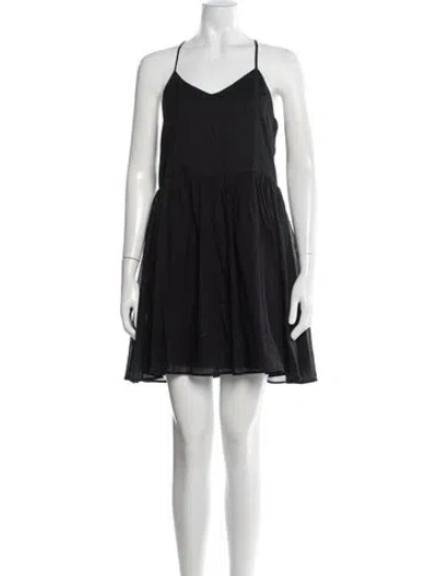 Pre-owned Anine Bing V-neck Mini Dress In Black