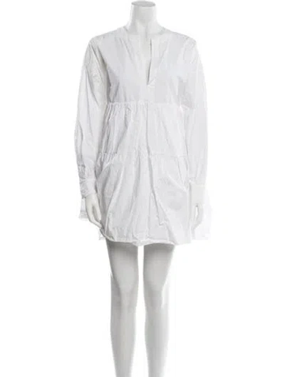 Pre-owned Anine Bing V-neck Mini Dress In White
