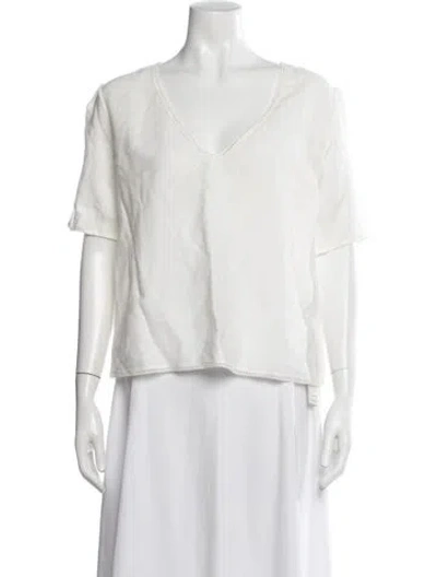 Pre-owned Anine Bing V-neck Short Sleeve Top W/ Tags In Neutral