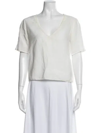 Pre-owned Anine Bing V-neck Short Sleeve Top In White