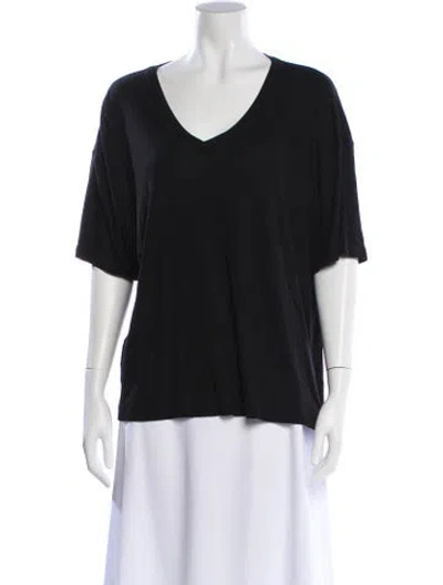 Pre-owned Anine Bing V-neck Short Sleeve T-shirt In Black