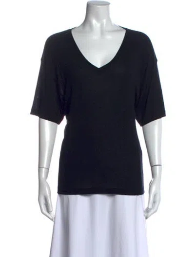 Pre-owned Anine Bing V-neck Short Sleeve T-shirt In Grey