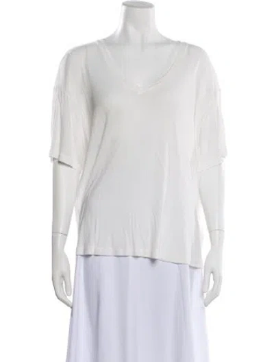 Pre-owned Anine Bing V-neck Short Sleeve T-shirt In White