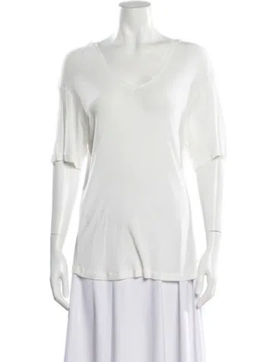 Pre-owned Anine Bing V-neck Short Sleeve T-shirt In White
