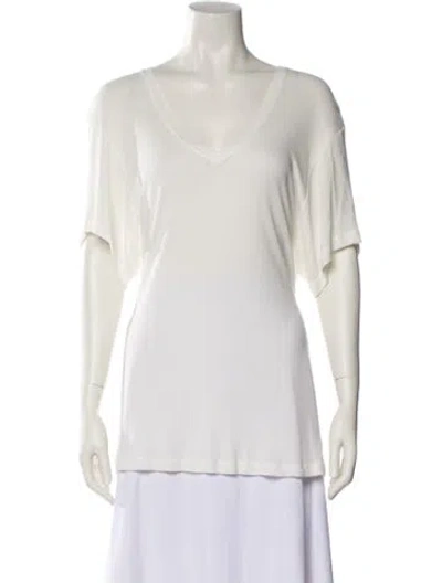 Pre-owned Anine Bing V-neck Short Sleeve T-shirt In White