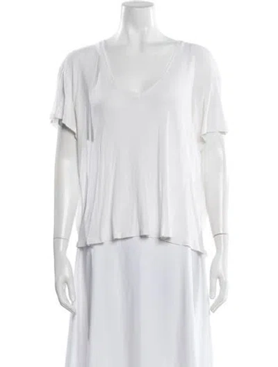 Pre-owned Anine Bing V-neck Short Sleeve T-shirt In White