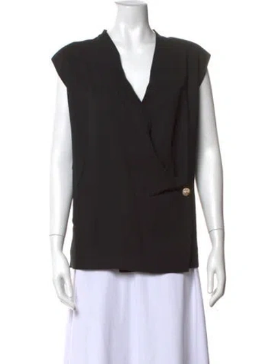 Pre-owned Anine Bing V-neck Sleeveless Top In Black