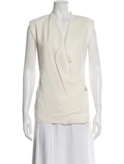 Pre-owned Anine Bing V-neck Sleeveless Top In White