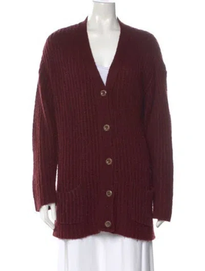 Pre-owned Anine Bing V-neck Sweater In Burgundy