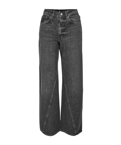 Anine Bing Waistband Denim Trousers In Gray