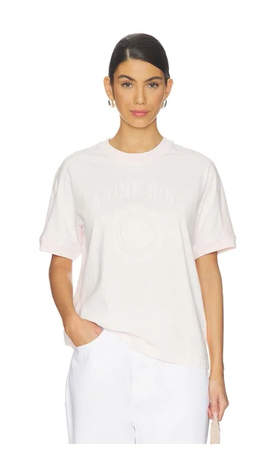 Anine Bing Walker Collegiate Tee In Powder Pink