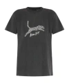 Anine Bing Walker Leopard-logo Organic Cotton T-shirt In Black