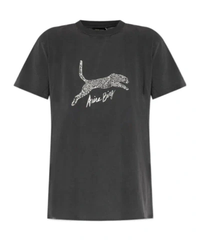 ANINE BING WALKER LEOPARD-LOGO ORGANIC COTTON T-SHIRT
