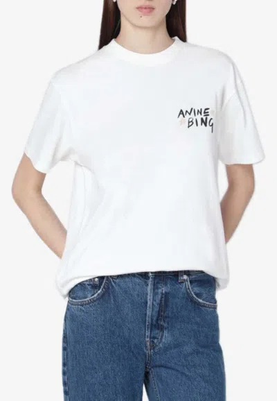 Anine Bing Walker Printed T-shirt In White