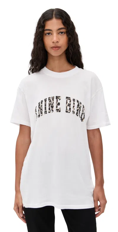 Anine Bing Ivory T-shirt With Leopard Logo Women In Gray