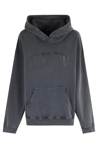 Anine Bing Washed Black Harvey Sweatshirt In Grey