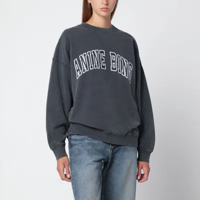 Anine Bing Washed Black Miles Cotton Sweatshirt In Grey