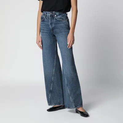 Anine Bing Washed Blue Curved-seam Jeans For Women