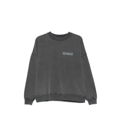 Anine Bing Washed Cotton Logo Sweatshirt In Multi