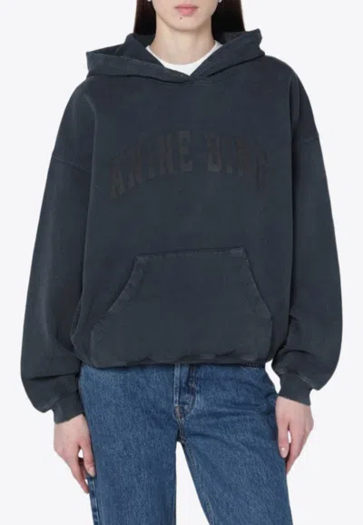Anine Bing Oversized Grey Sweatshirt With Bold Branding And Relaxed Fit In Black