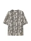 Anine Bing Womens Washed Python Avi Python-print Cotton T-shirt In Animal Print