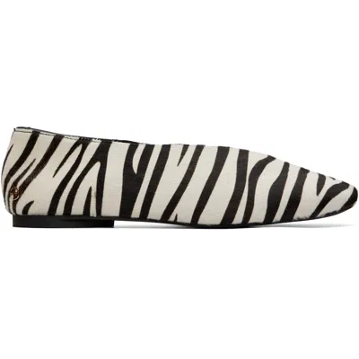 Anine Bing White & Black Ana Calf Hair Ballerina Flats In Animal Print