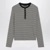 Anine Bing Alessia Long Sleeve Tee In Cream And Black Stripe