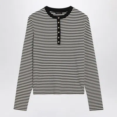 ANINE BING ANINE BING  WHITE AND BLACK STRIPED LONG-SLEEVED T-SHIRT