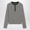 Anine Bing Alessia Long Sleeve Tee In Cream And Black Stripe In Black