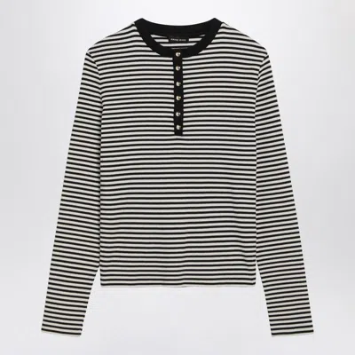 Anine Bing White And Black Striped Long-sleeved T-shirt