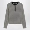 Anine Bing Alessia Long Sleeve Tee In Cream And Black Stripe In Multicolor