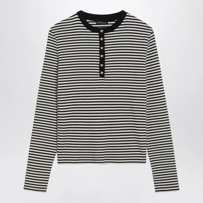 ANINE BING WHITE AND BLACK STRIPED LONG-SLEEVED T-SHIRT
