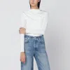Anine Bing Draped Long Sleeve Stretch Fabric Top In White