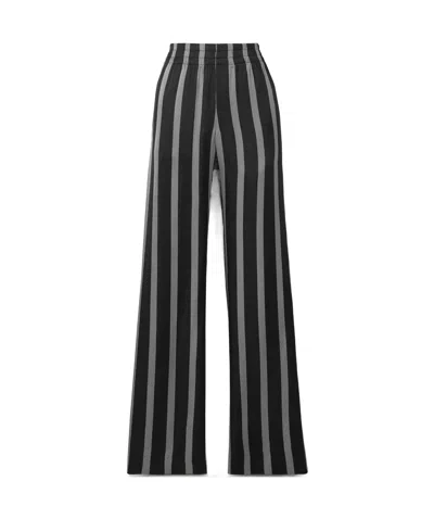 Anine Bing Soto Striped Silk-blend Twill Wide-leg Pants In Black