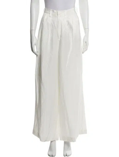 Pre-owned Anine Bing Wide Leg Pants In White