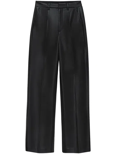 Anine Bing Wide-leg Recycled-leather Trousers In Black