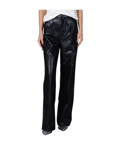 Anine Bing Wide-leg Recycled-leather Trousers In Black