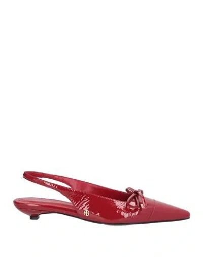 Anine Bing Woman Ballet Flats Brick Size 8 Leather In White