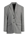Anine Bing Herringbone Single-breasted Blazer In Grey