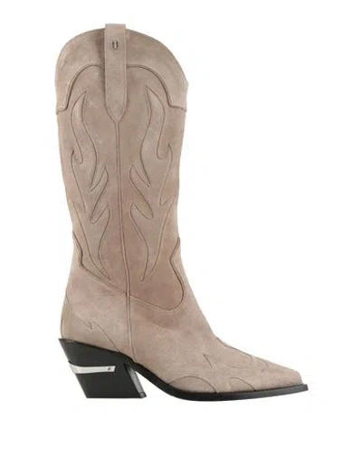 Anine Bing Woman Boot Taupe Size 8 Leather In Gray