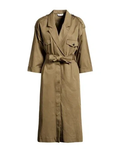 Anine Bing Woman Midi Dress Military Green Size S Tencel, Cotton In Brown