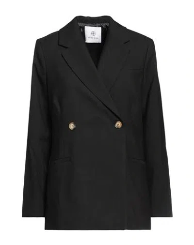 Anine Bing Woman Overcoat & Trench Coat Black Size L Polyester, Wool