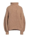 Anine Bing Woman Turtleneck Camel Size S Merino Wool, Baby Alpaca Wool, Polyamide