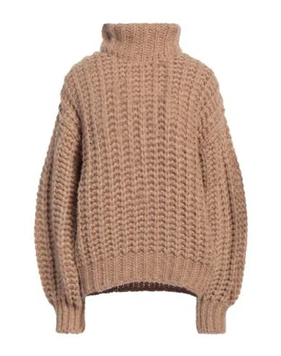 Anine Bing Woman Turtleneck Camel Size S Merino Wool, Baby Alpaca Wool, Polyamide