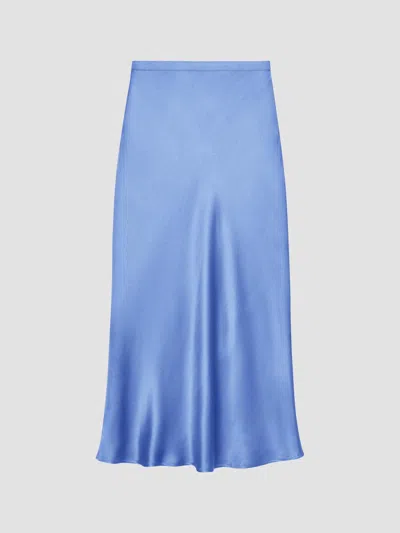 Anine Bing Women's Bar Silk Midi Skirt In Blue