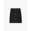 ANINE BING ANINE BING WOMEN'S BLACK AND WHITE MATEO TWEED-TEXTURED WOVEN-BLEND MINI SKIRT