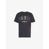 ANINE BING WOMENS BLACK PARIS LOGO-PRINT COTTON-JERSEY T-SHIRT